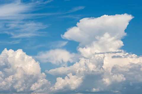 Cumulonimbus, thundercloud against blue sky, Germany, Europe