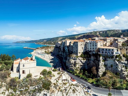 Tropea from a drone, Tyrrhenian Sea, Calabria, Italy, Europe