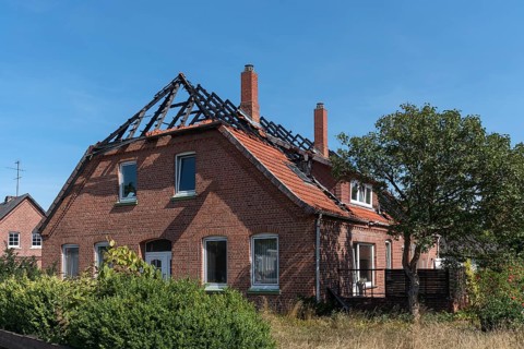 Burnt down single-family house, Lower Saxony, Germany, Europe