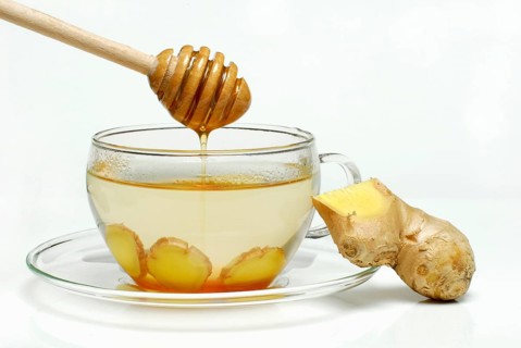 Ginger tea with honey, and Ginger (Zingiber officinale) ginger
