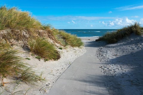 Path to the white sand of Palmestranden, Palm Beach, Frederikshavn, Nordjylland, North Jutland,