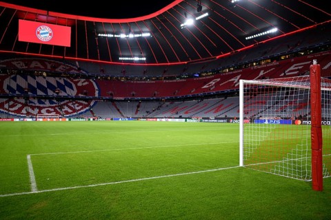 Overview Interior Allianz Arena, empty, FC Bayern Munich logo, scoreboard, Munich, Bavaria,
