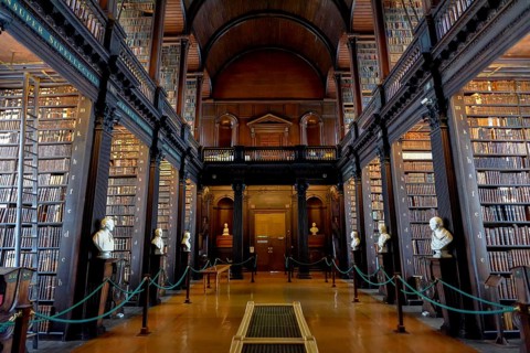 Long Room, the old library of Trinity College, University, Dublin, Republic of Ireland