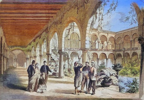 Inner courtyard of the Governor's Palace, Beys Palace or Ahmad Bey Palace, in Constantine, 1869,