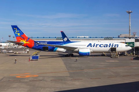 An AirCalin Airbus A330-900 aircraft with the registration F-ONEO at Tokyo Narita Airport (NRT) in
