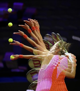 Feature, multishot, multiple exposure, motion effect, Barbora Krejcikova (CZE) action, tennis,