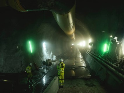 Workers in lot H53 of the Brenner Base Tunnel, Tyrol, Austria, Europe