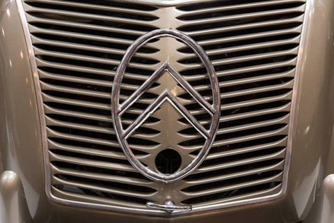 A Citroën 2 CV A, built in 1950, is on display at Techno Classica, the trade fair for vintage,
