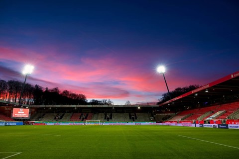 1. FC Heidenheim 1846, stadium, interior, evening sky, sunset, dramatic, Voith-Arena, Heidenheim,