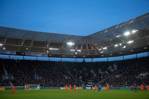 Bundesliga match between TSG 1899 Hoffenheim and Eintracht Frankfurt SGE, sold out, blue hour,