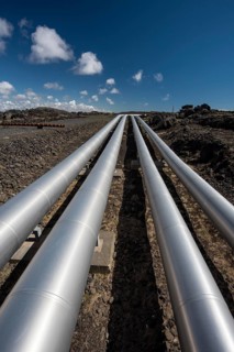 Pipelines, Suðurnes power plant, Gunnuhver, Reykjanes Peninsula, Iceland, Europe