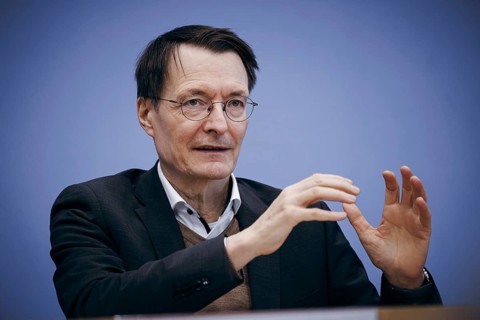 Karl Lauterbach (SPD), Federal Minister of Health, speaking at a federal press conference on the