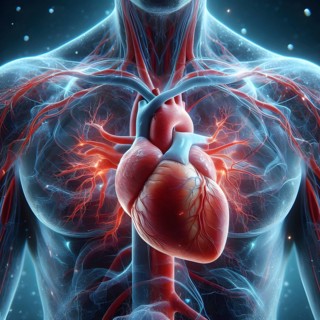 Human heart and blood vessels with nerves. Ai Generated