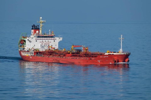 Chemical and oil tanker, 147m length, 24m height, flag Panama, Baltic Sea
