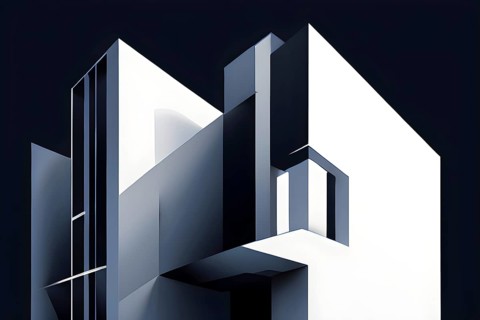 Minimalist abstract wallpaper illustration symbolizing architecture in simple geometric shapes, AI