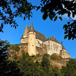 Vianden Castle, hilltop castle above the town, Vianden, Grand Duchy of Luxembourg