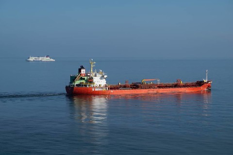 Chemical and oil tanker, 147m length, 24m height, flag Panama, Baltic Sea