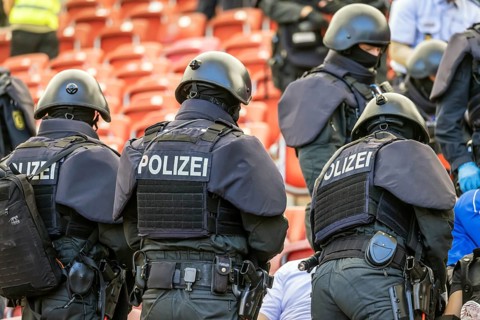 Baden-Württemberg police anti-terror exercise in the stadium. In the run-up to the European