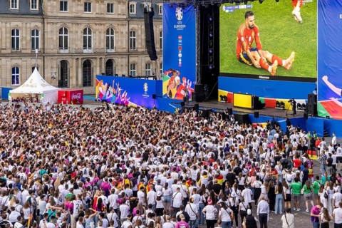 1 wins. UEFA European Football Championship. Stuttgart, Baden-Württemberg, public viewing in
