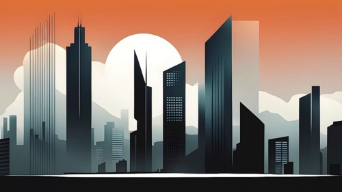 Minimalist abstract wallpaper illustration symbolizing architecture in simple geometric shapes, AI
