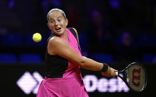 Jelena Ostapenko (LAT) Action, Tennis, Porsche Cup 2024, Porsche Arena, Stuttgart,