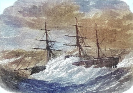 Ship of the Ottoman Turkish fleet, three-master Mahmudiye, Sultan Mahmoud, in 1869, Turkey,