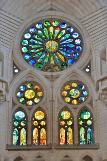 Stained glass windows of the Sagrada Familia, Holy Family Church of the Atonement, by architect