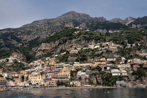 City View Positano with its church of Santa Maria Assunta, Amalfi Coast, Costiera Amalfitana,