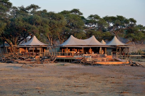 Somalisa Camp in the evening light, Hwange National Park, Matabeleland North Province, Zimbabwe,