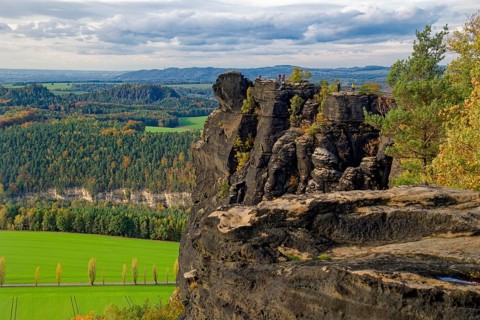 Viewing platform on the Lilienstein, Saxon Switzerland, Elbe Sandstone Mountains, Saxony, Germany,