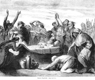 Aaron's burial, many people, death, event, mourning, wailing, despair, horror, Israel, Eleazar,