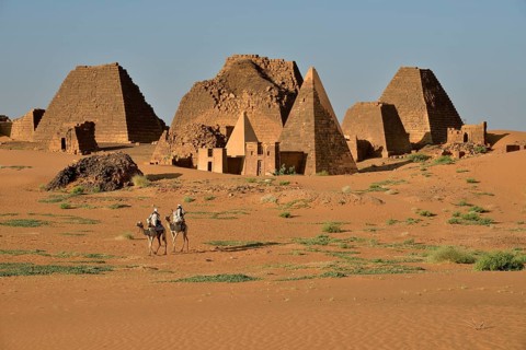 Pyramids of the northern cemetery of Meroe, Black Pharaohs, Nubia, Nahr an-Nil, Sudan, Africa