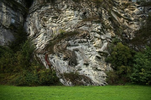 Geological rock formation, Jura, near Brienz, Canton Bern, Bernese Oberland, Switzerland, Europe