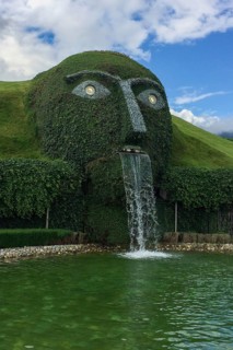 Entrance designed as a waterfall spouting head with crystal eyes Exit Entrance area to Swarovski