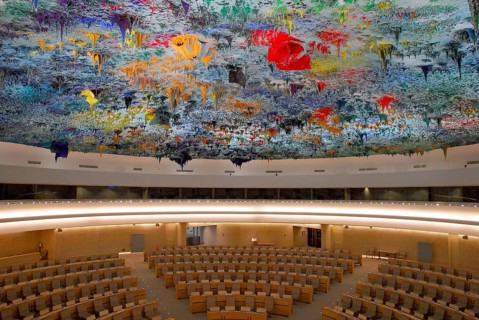 Hall of Human Rights and the Alliance of Civilization, UN, UN, ceiling dome by Miquel Barcelo,