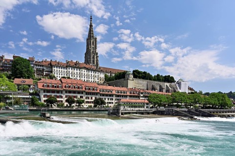 View of the Old Town, Bern Cathedral and the River Aare, Bern, Canton of Bern, Switzerland, Europe