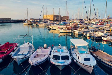 HERAKLION, GREECE, MAY 20, 2019: Venetian Fort castle in Heraklion capital of Crete island and
