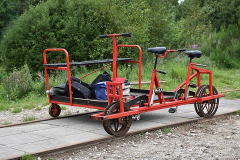 Trolley in the forest, Denmark, Europe