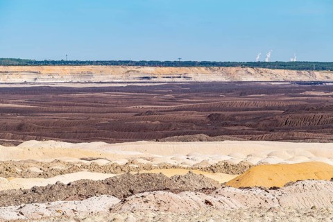 Spoil heaps in the Welzow-Süd opencast lignite mine, Niederlausitz, Spree-Neiße, Brandenburg,