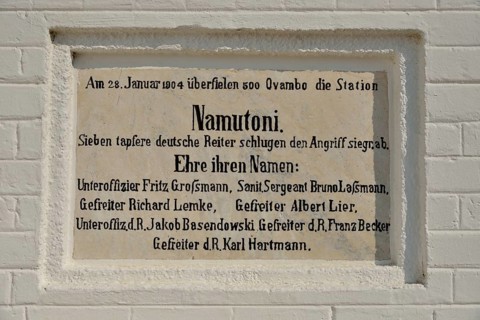 Entrance sign at namutoni, Etosha National Park, Namibia, Africa