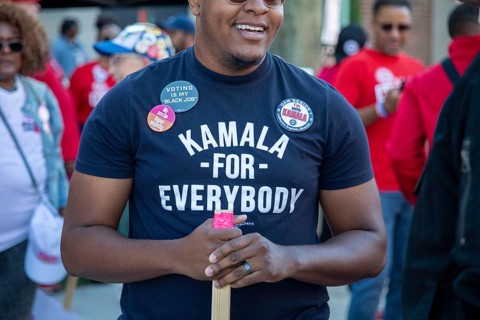 Detroit, Michigan USA, 2 September 2024, Union members participate in Detroit's Labor Day parade.