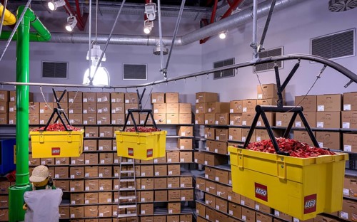 LEGO factory, transport, warehouse, production facility, manufacturing, LEGOLAND theme park, logo,