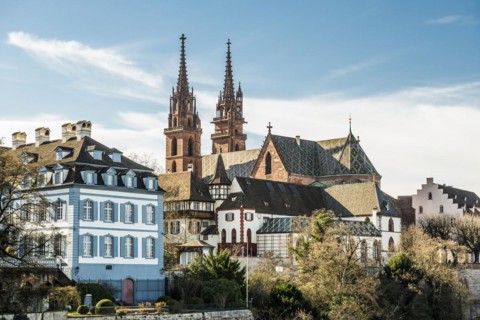 Old Town Grossbasel and Basel Minster, Basel, Canton of Basel-Stadt, Switzerland, Europe