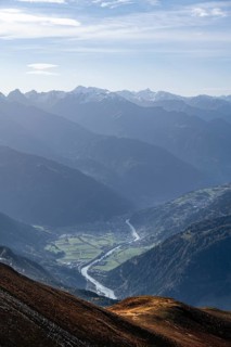 View from the Venet to the Oberinntal in the morning light, Ötztal Alps, Tyrol, Austria, Europe