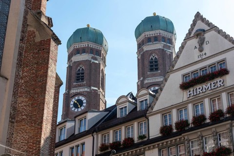 Onion domes of Munich Cathedral, Church of Our Lady, Munich, Bavaria, Germany, Europe
