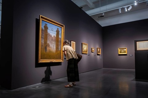 Anniversary exhibition on Caspar David Friedrich at the Albertinum. The painting The Cemetery. A