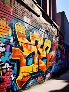 AI generated picture of an urban wall covered with graffiti