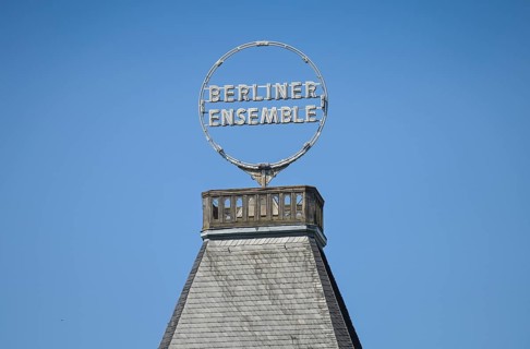 Logo on the roof of the Berliner Ensemble, Schiffbauerdamm, Mitte, Berlin, Germany, Europe