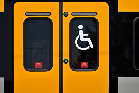 SBB passenger train door with wheelchair symbol