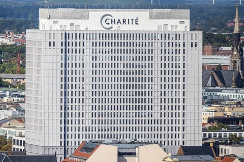 Ward block of the Charité hospital. View from the panorama point Kollhoff-Tower at Potsdamer Platz,